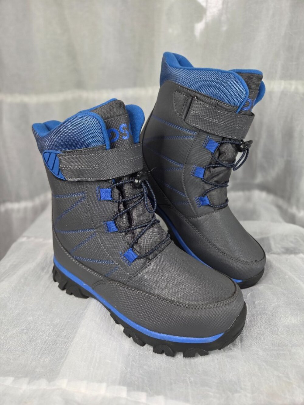 DSG Kids Menace Winter Snow Boots Grey Blue Waterproof Size 7 Youth Excellent